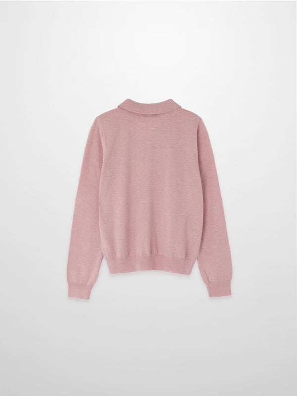 Wool Blend Collared Cardigan-Pink