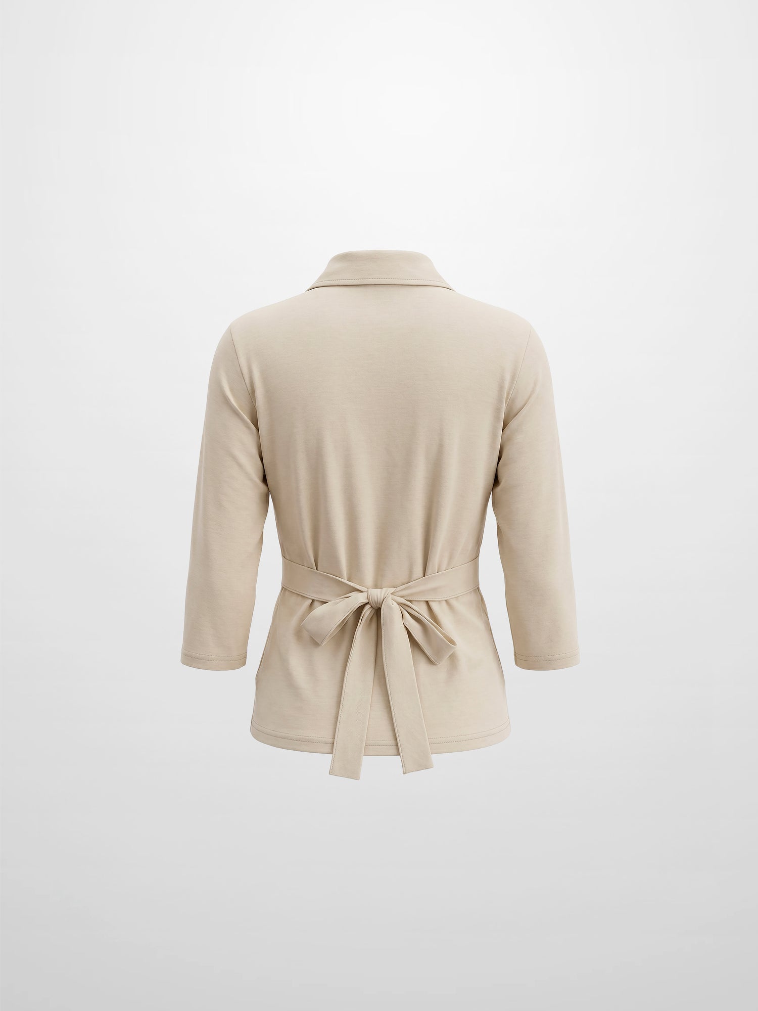 Waist Tie Button Down T-Shirt-Bone