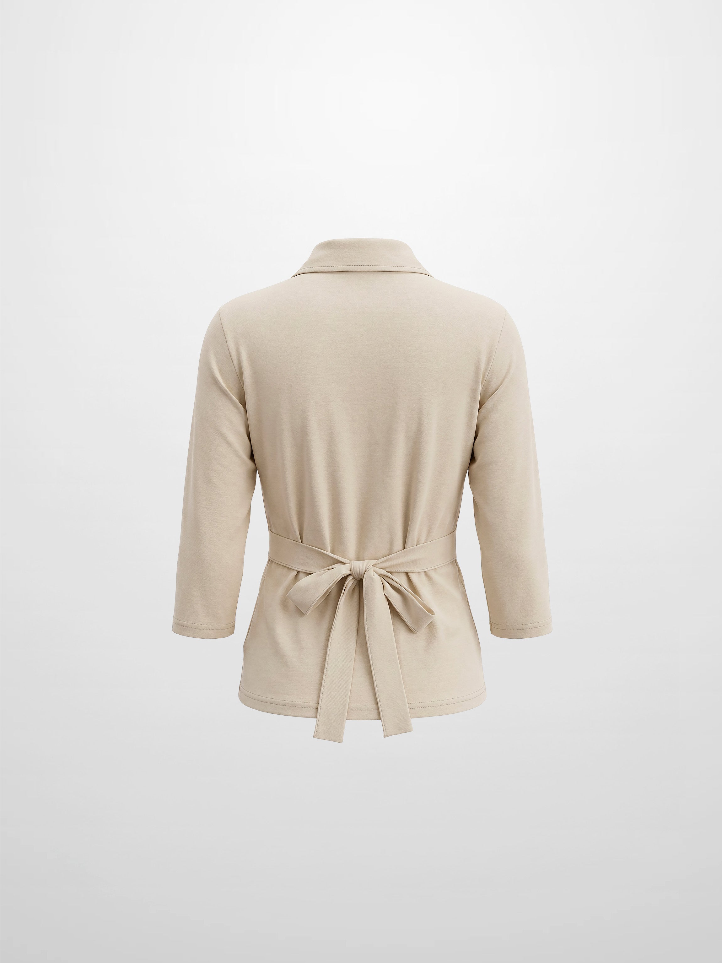 Waist Tie Button Down T-Shirt-Bone