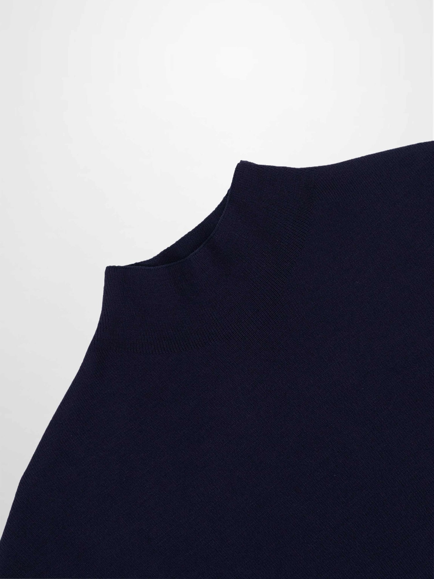Mock Neck Thin Knit Sweater-Navy