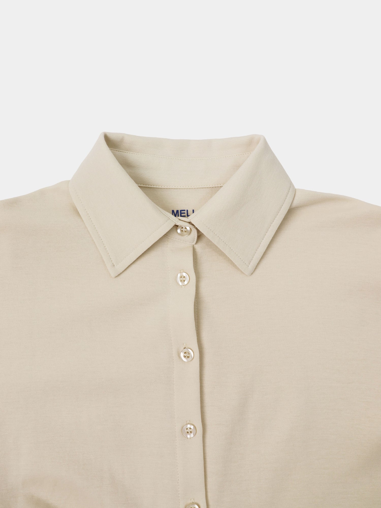 Waist Tie Button Down T-Shirt-Bone