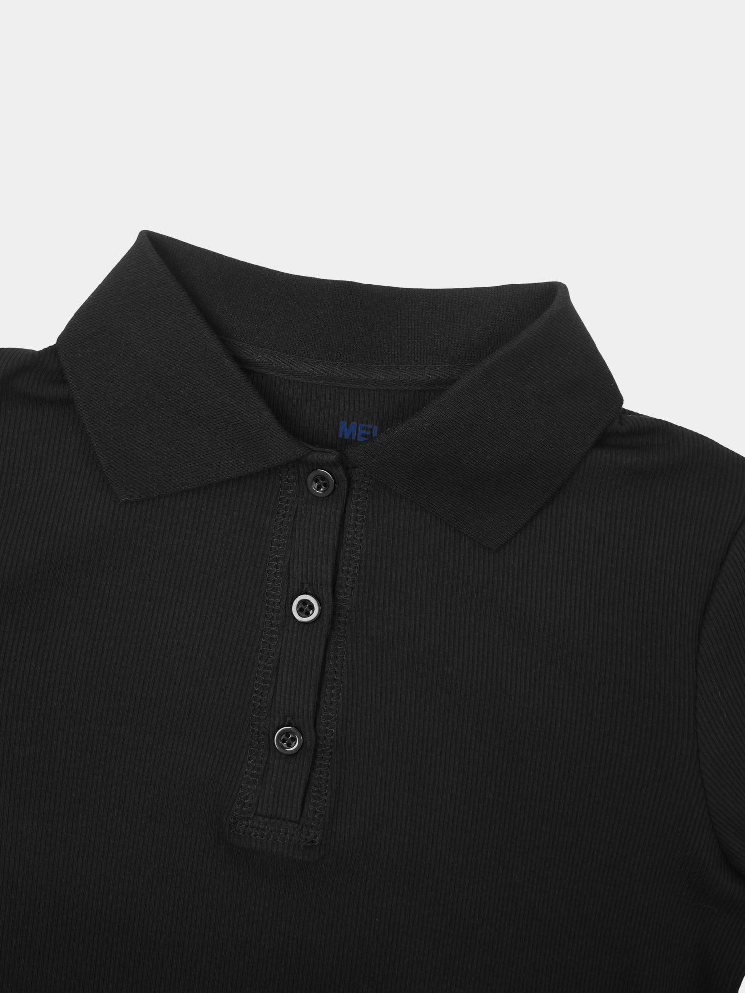 Heathered Collared Tee-Black