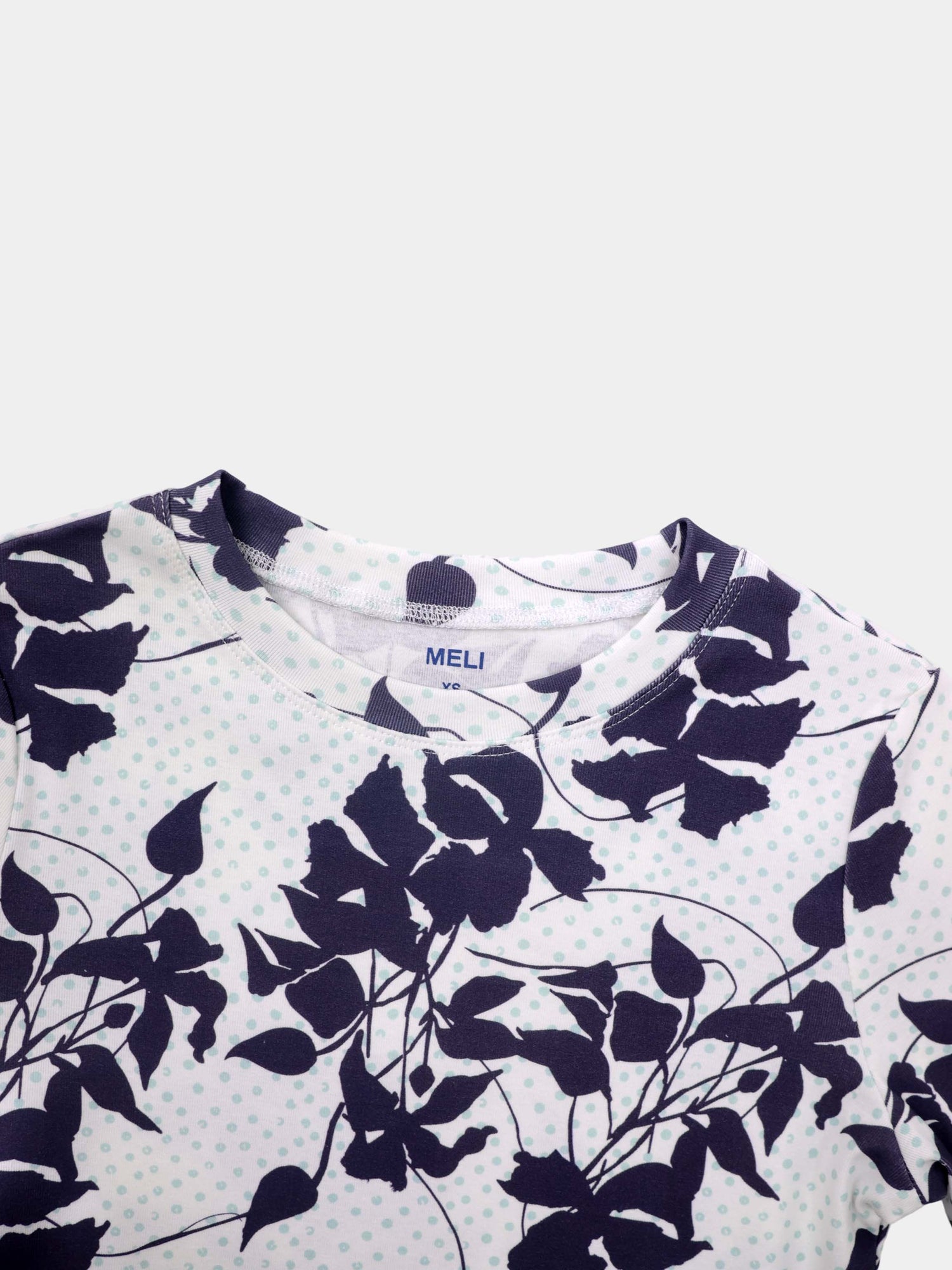 Basic Printed T-shirt-Polka Dot Floral