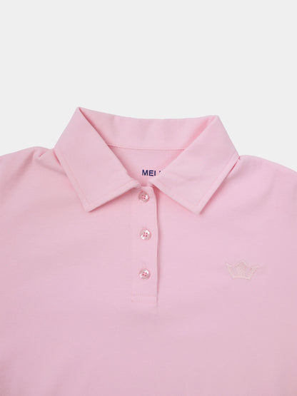 Collared Bomber Tee-Soft Pink