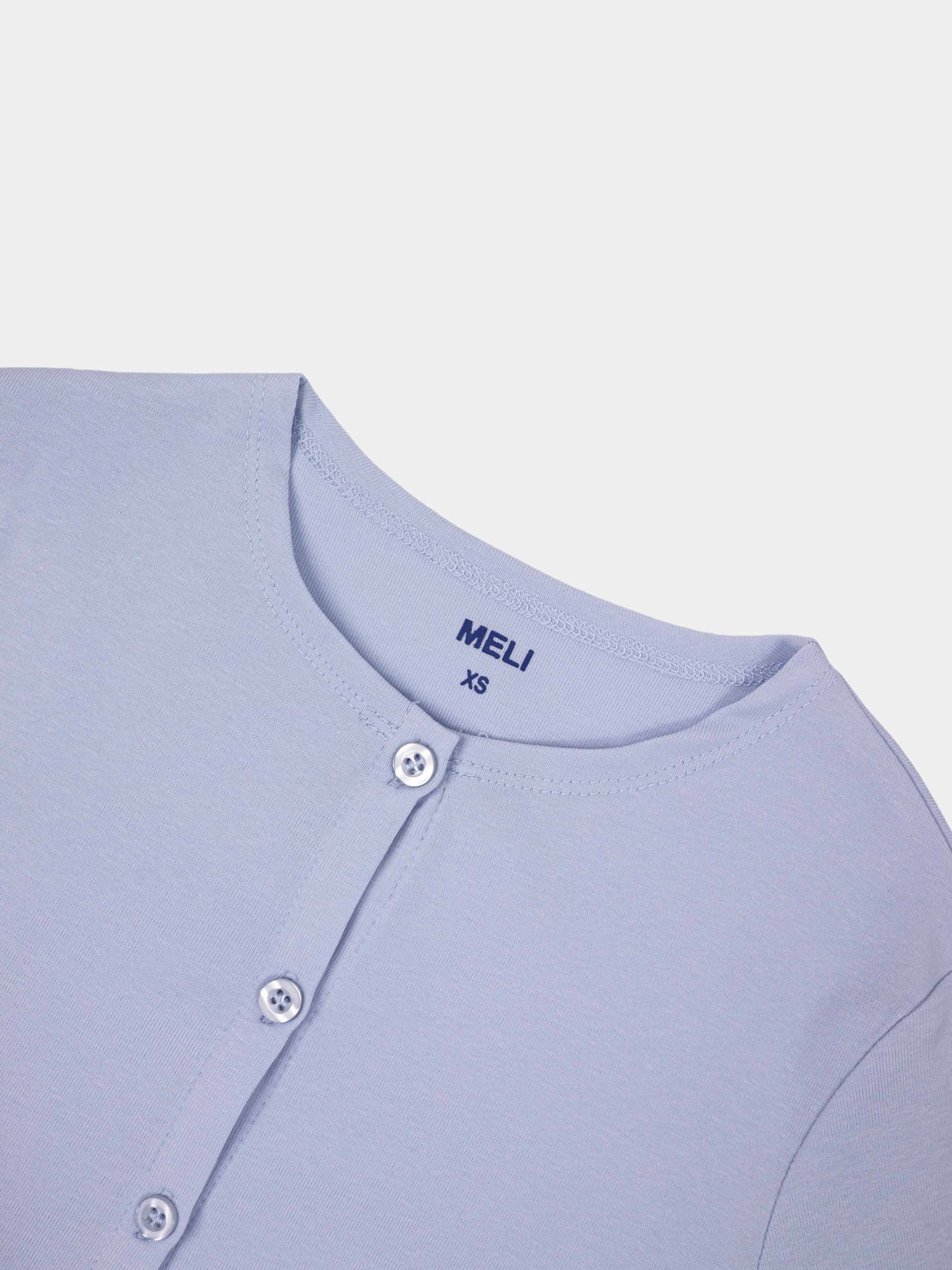 Crop T-Shirt Cardigan-Light Blue