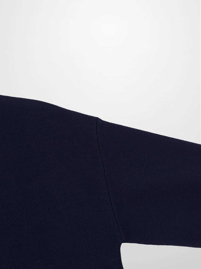 Mock Neck Thin Knit Sweater-Navy