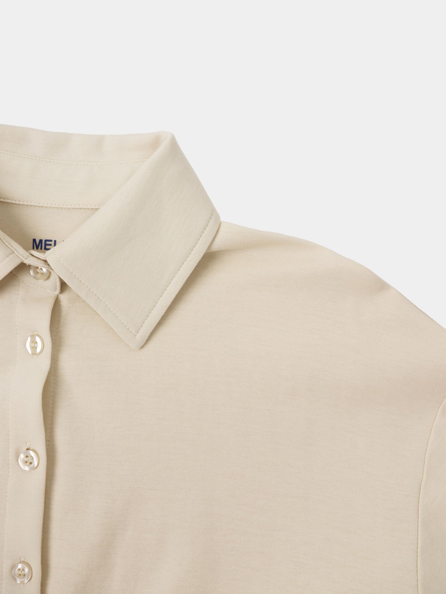 Waist Tie Button Down T-Shirt-Bone