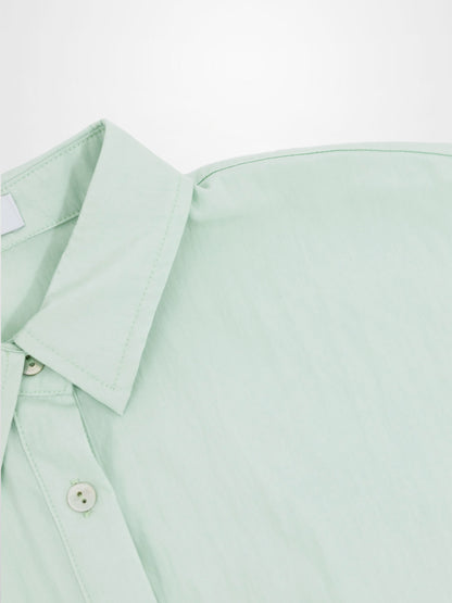 Boxy Dolman Sleeve Crinkle Blouse-Mint Green