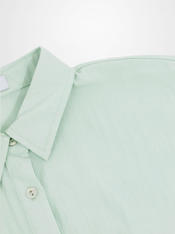 Boxy Dolman Sleeve Crinkle Blouse-Mint Green