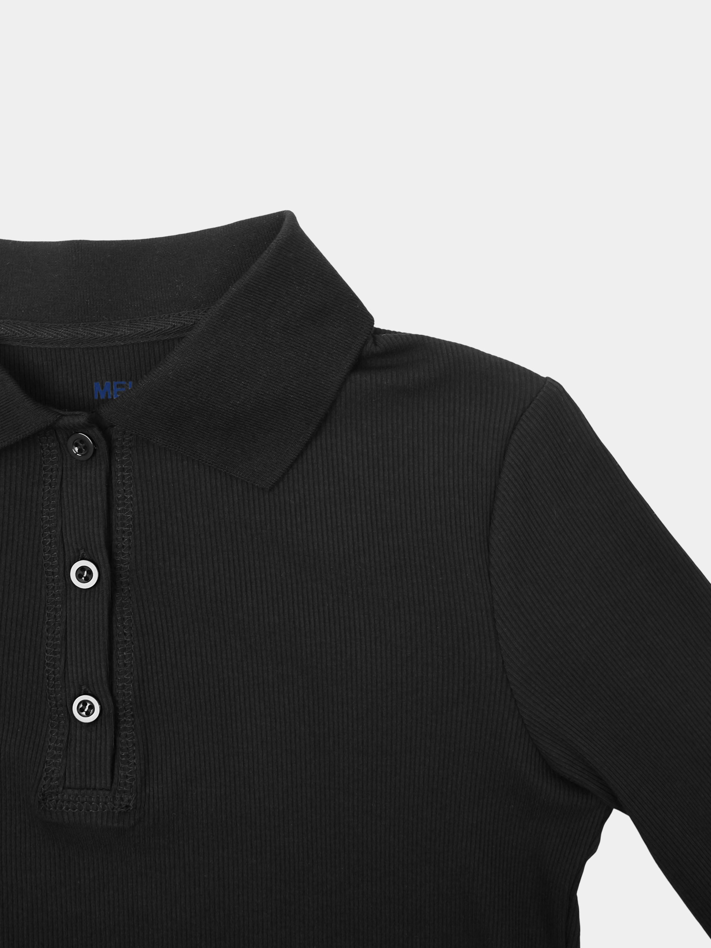 Heathered Collared Tee-Black