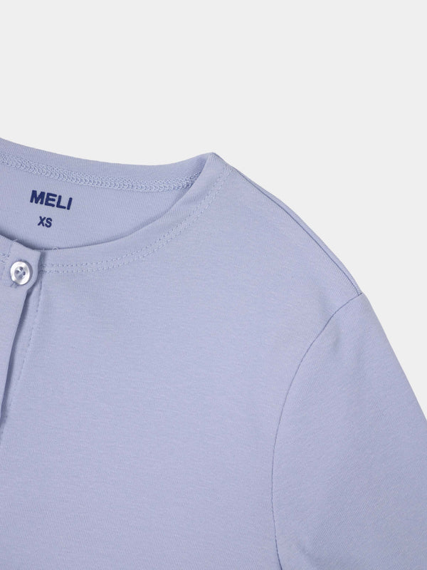 Crop T-Shirt Cardigan-Light Blue