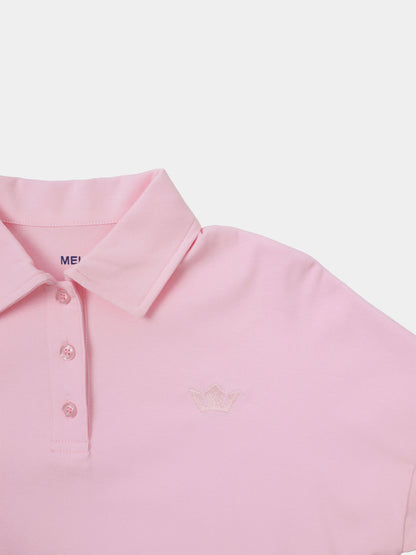 Collared Bomber Tee-Soft Pink