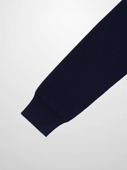 Mock Neck Thin Knit Sweater-Navy