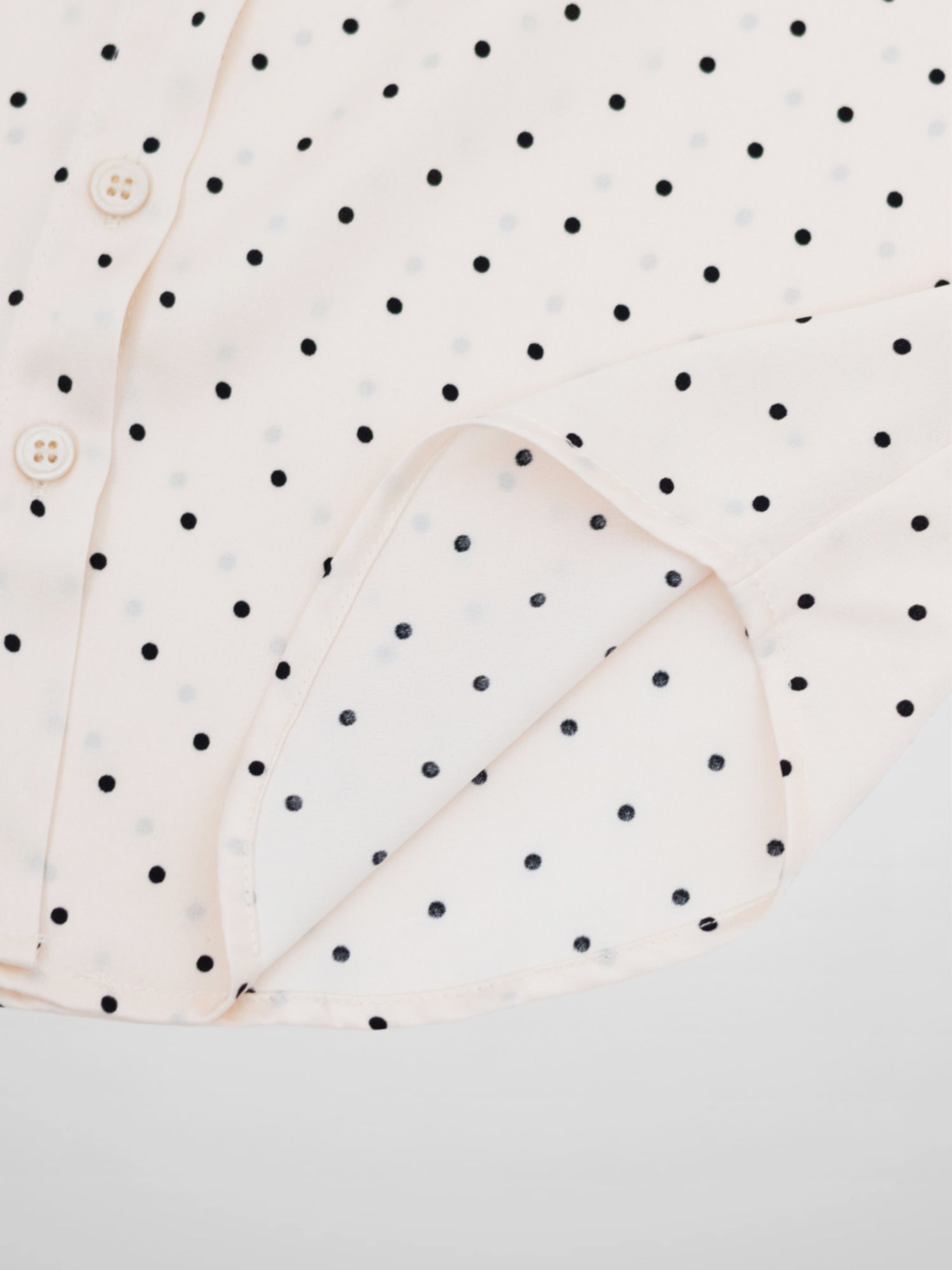 Oversized Satin Blouse-Cream Small Polka Dot