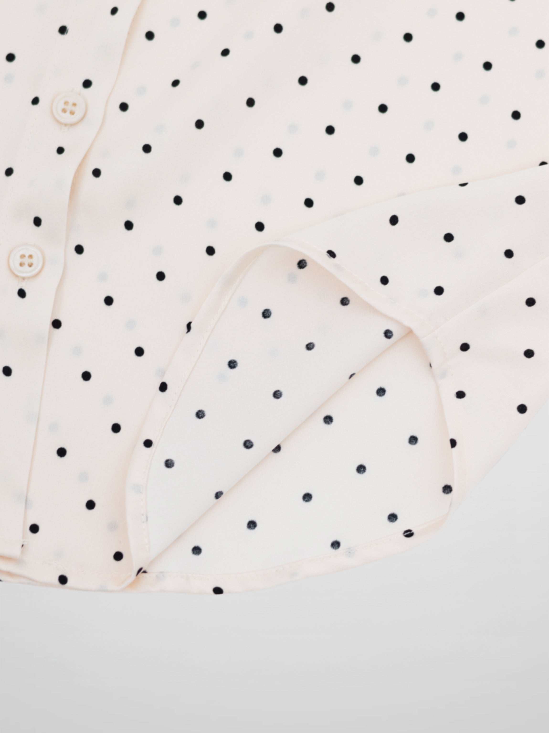 Oversized Satin Blouse-Cream Small Polka Dot