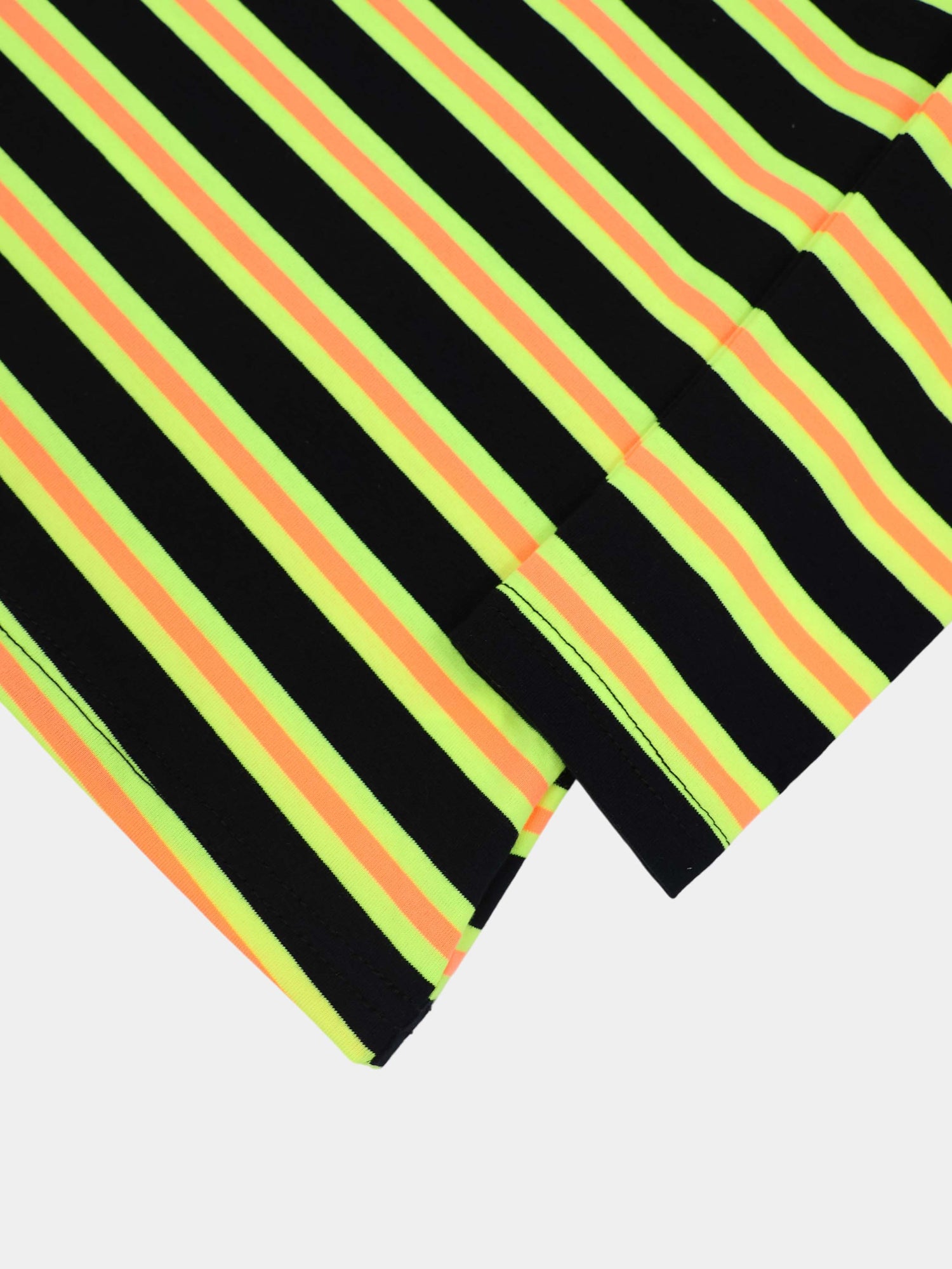 Embroidered Crown Striped Tee-Black/Yellow/Orange