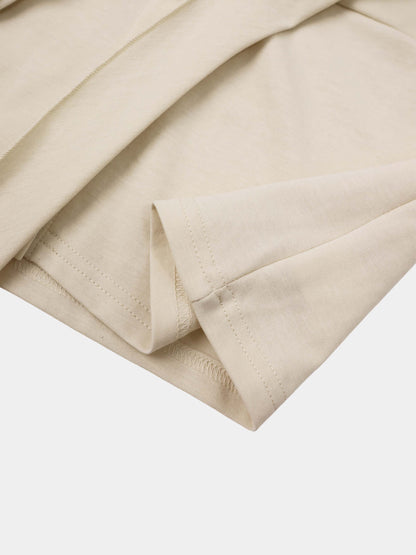 Waist Tie Button Down T-Shirt-Bone