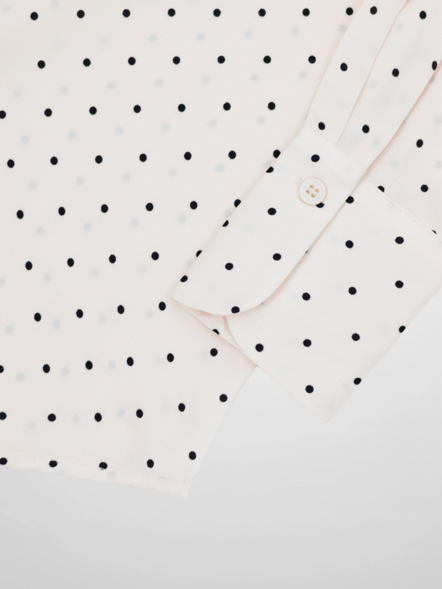 Oversized Satin Blouse-Cream Small Polka Dot