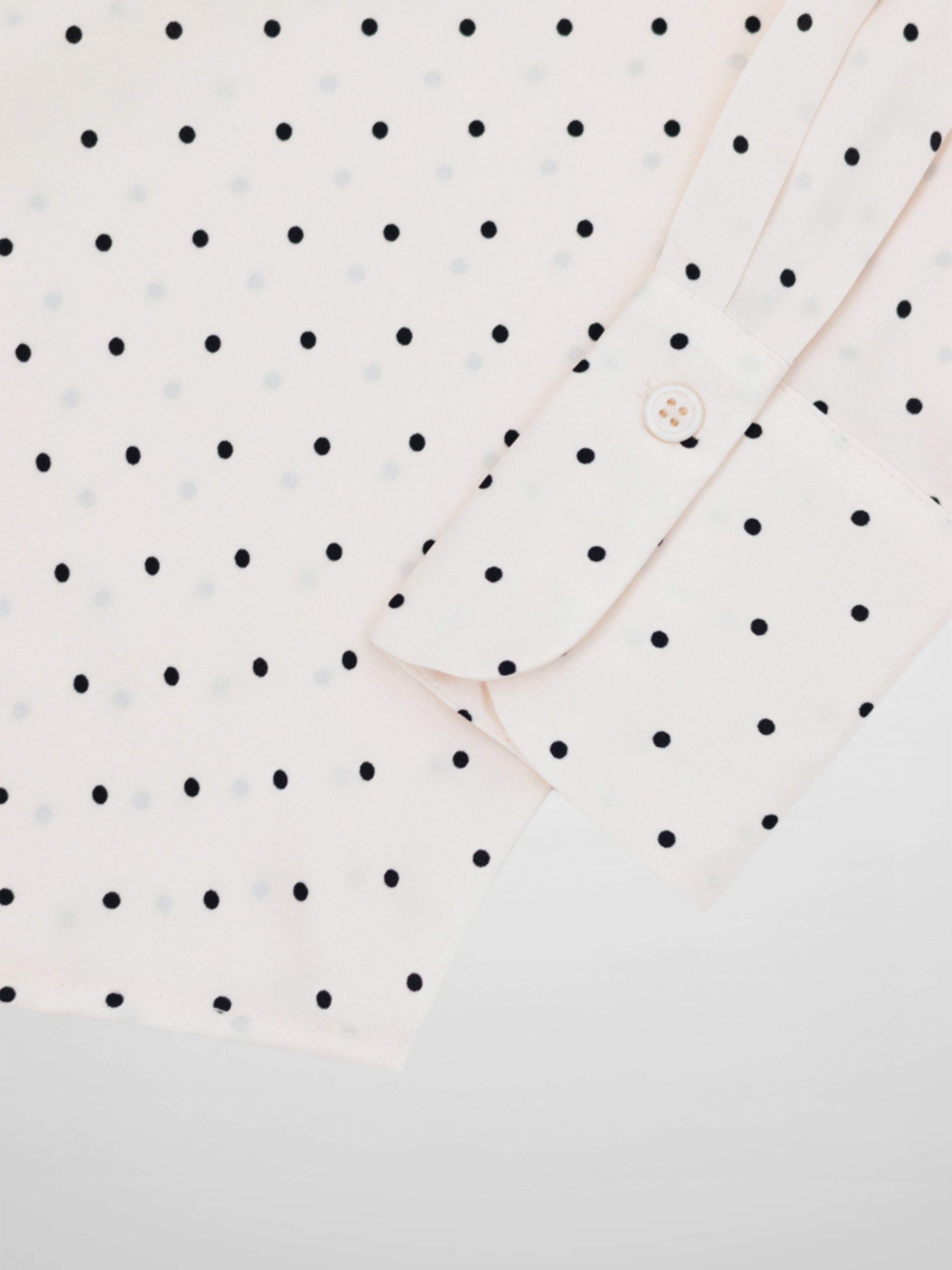 Oversized Satin Blouse-Cream Small Polka Dot