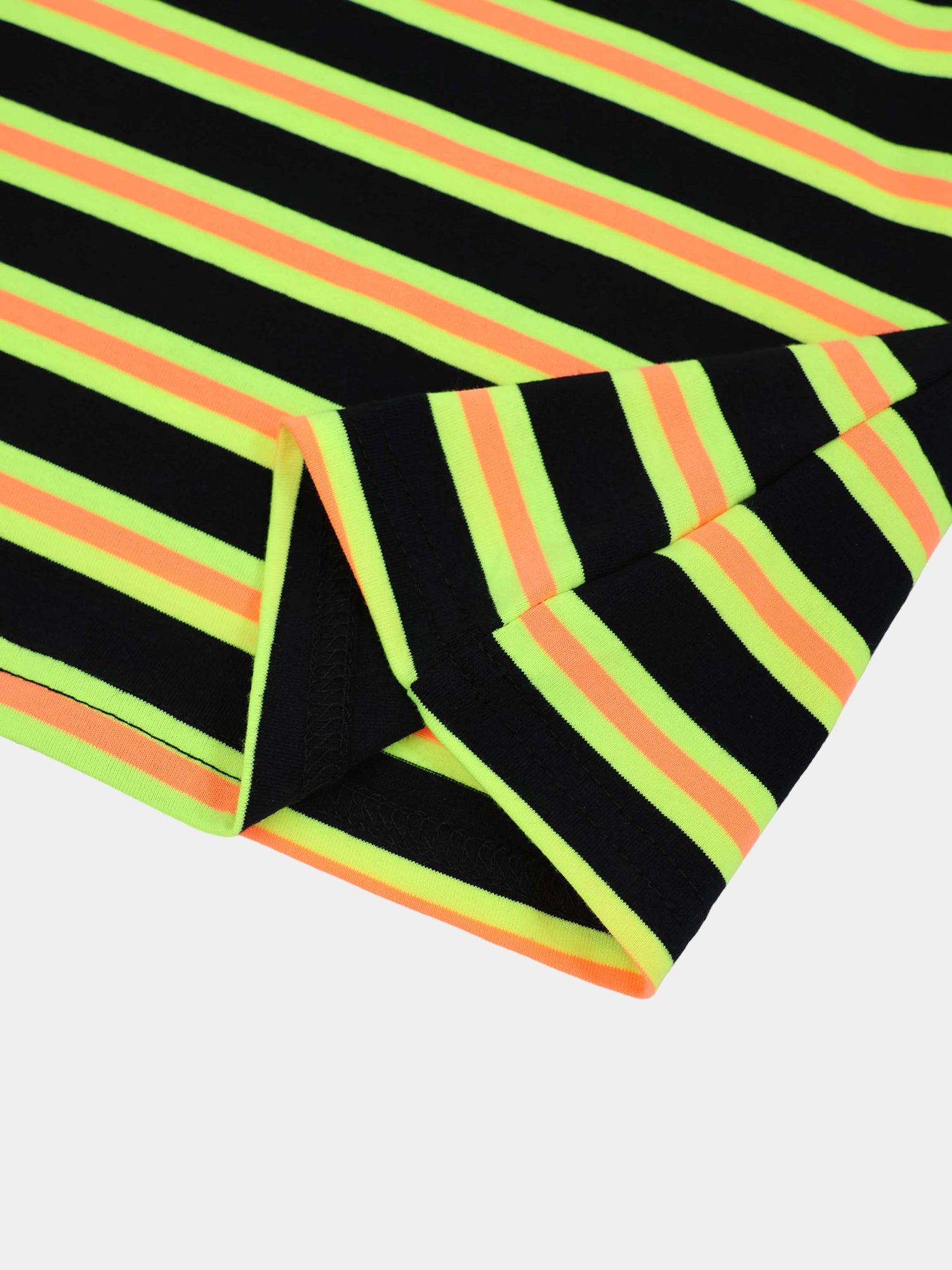 Embroidered Crown Striped Tee-Black/Yellow/Orange