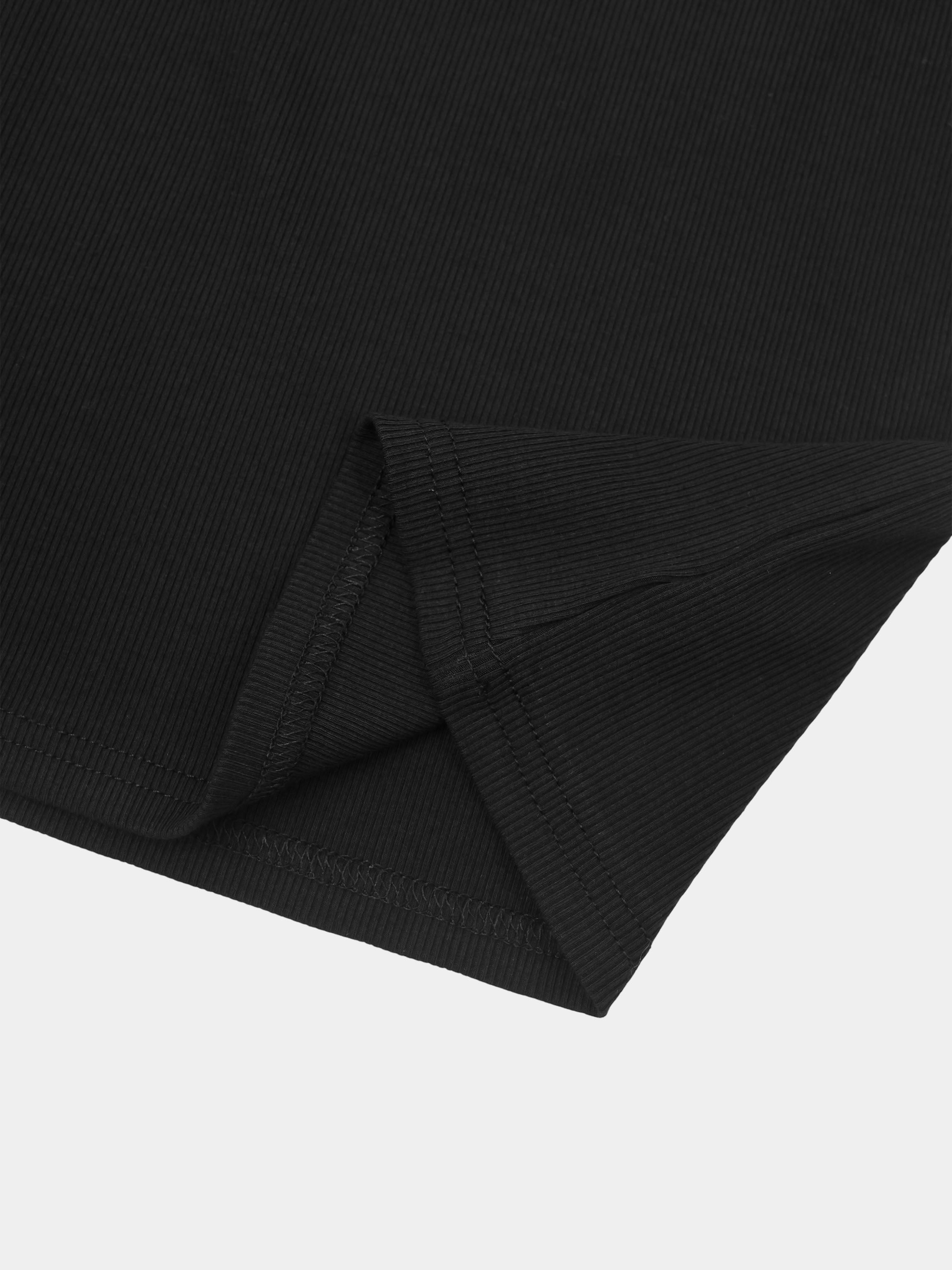 Heathered Collared Tee-Black