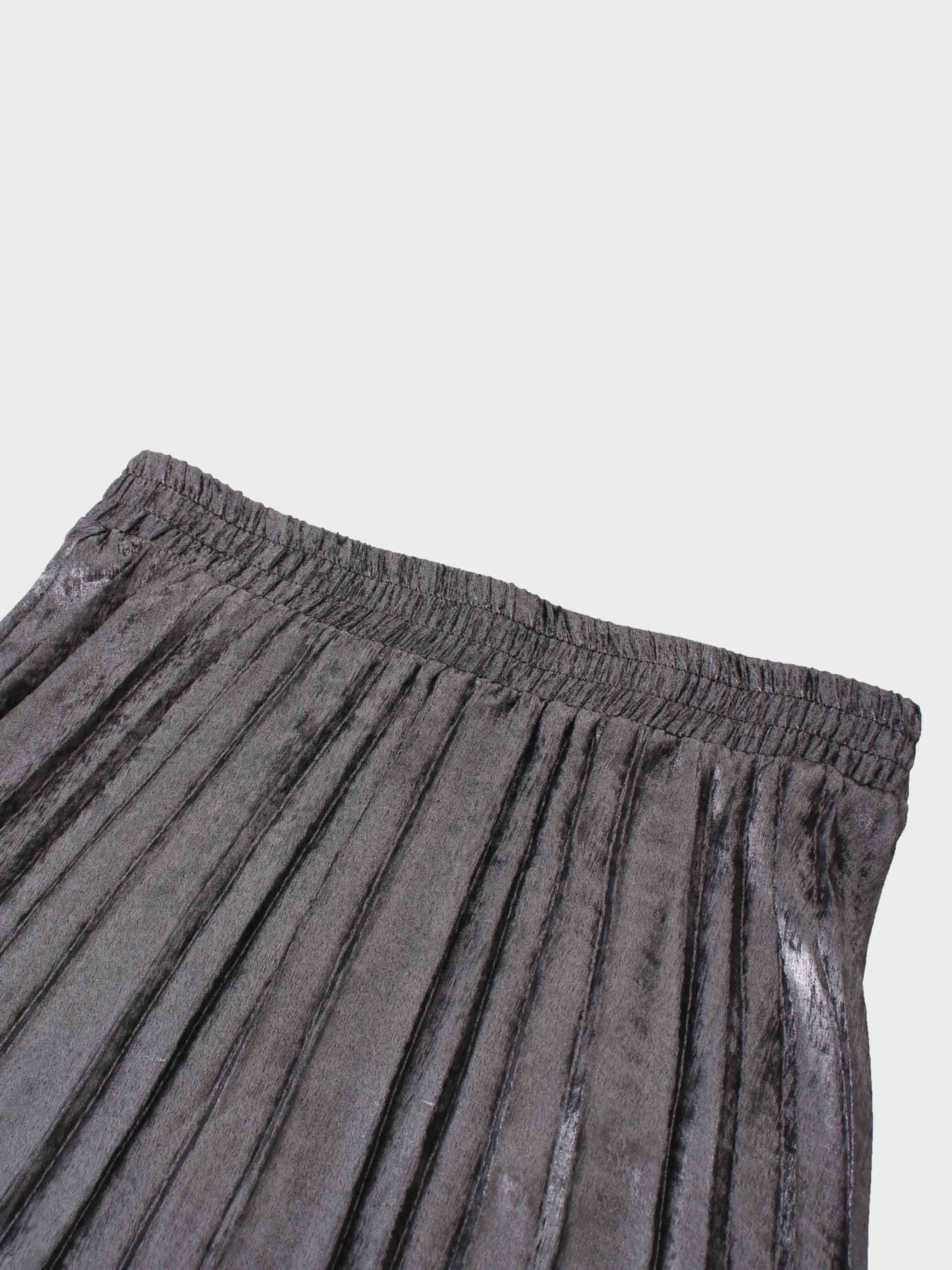 Covered Band Pleated Skirt-Gunmetal Shimmer