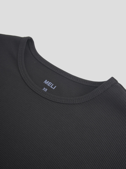 Crew Ribbed Dolman-Black