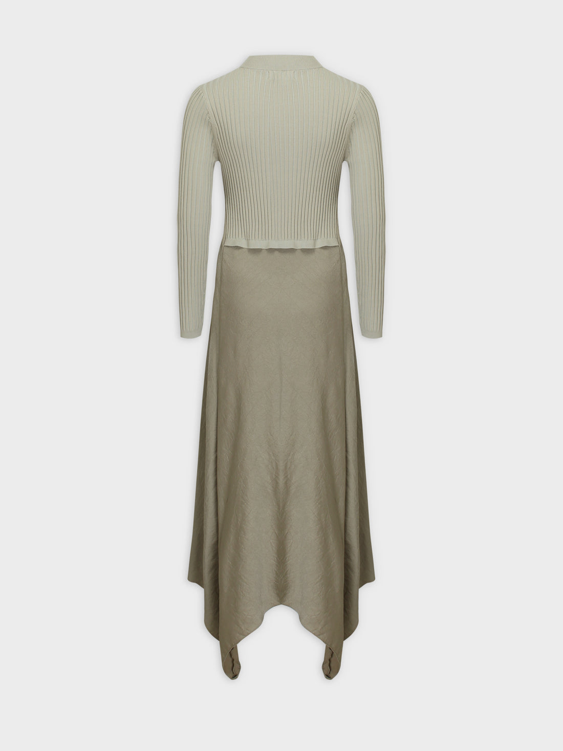 Crew Knit Satin Dress-Sage