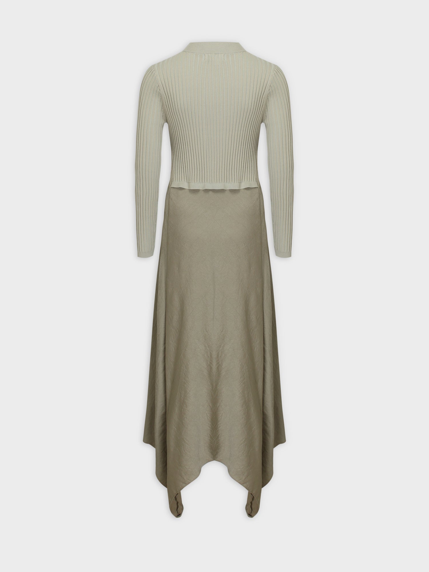 Crew Knit Satin Dress-Sage