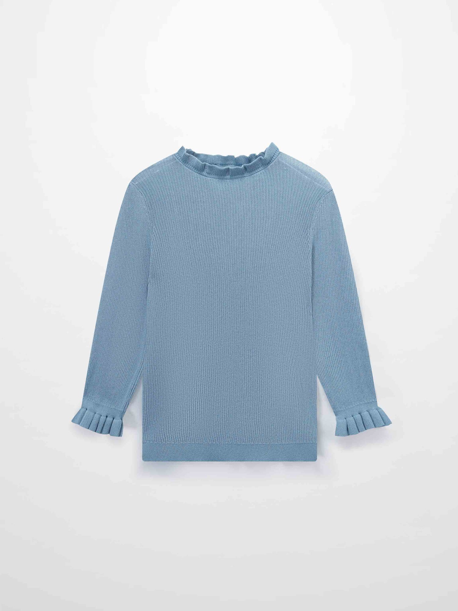 Ruffle Sweater-Light Blue