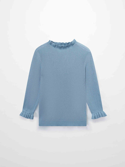 Ruffle Sweater-Light Blue