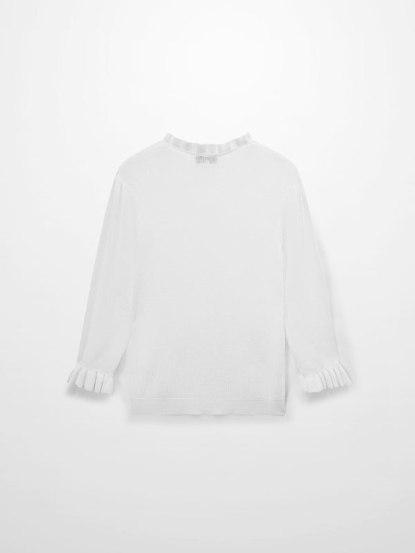 Ruffle Sweater-White