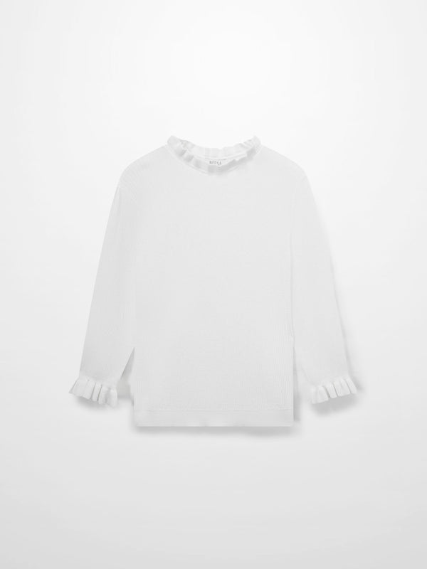 Ruffle Sweater-White