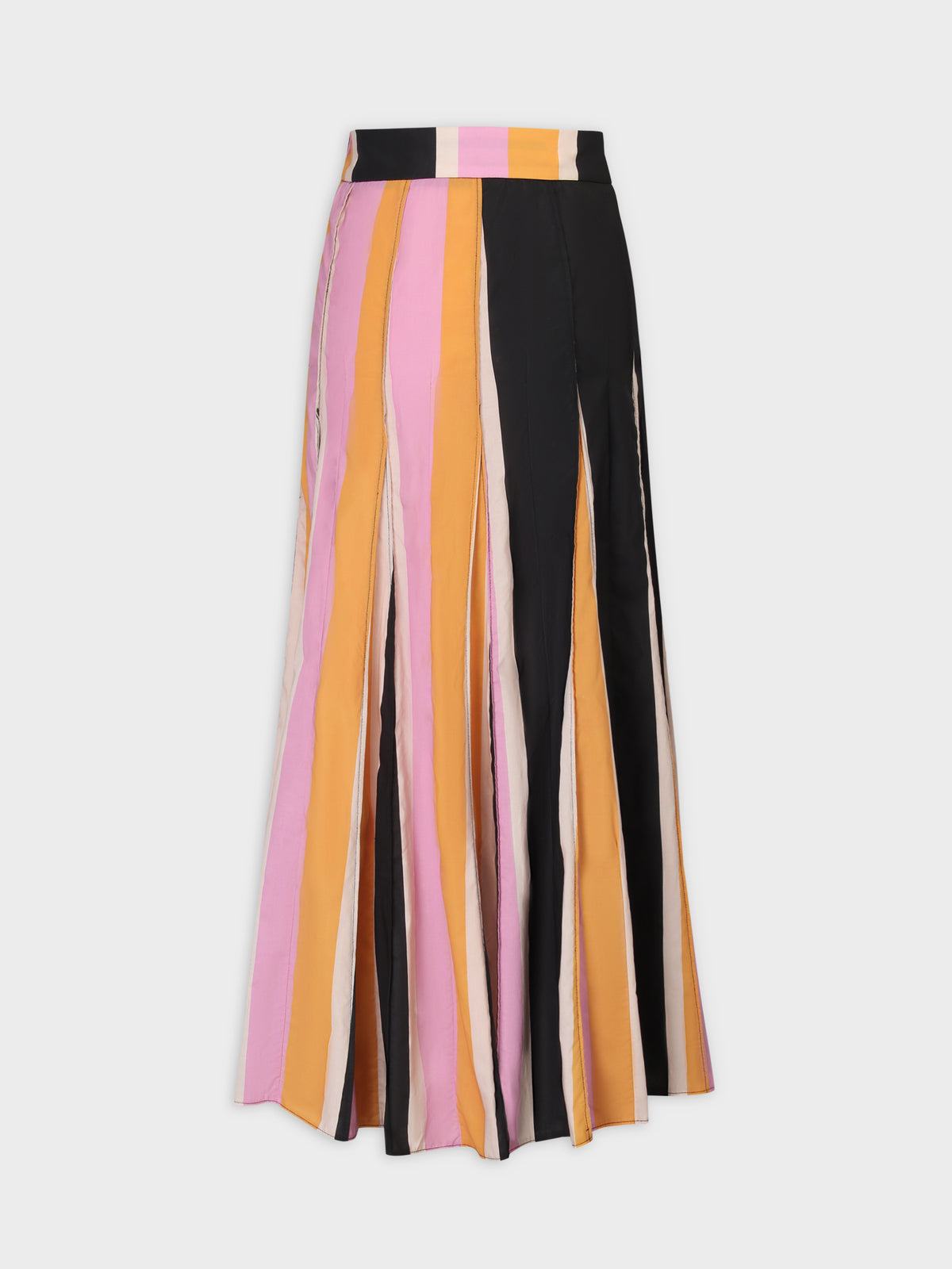 Multi Stripe Skirt-Black/Orange/Pink