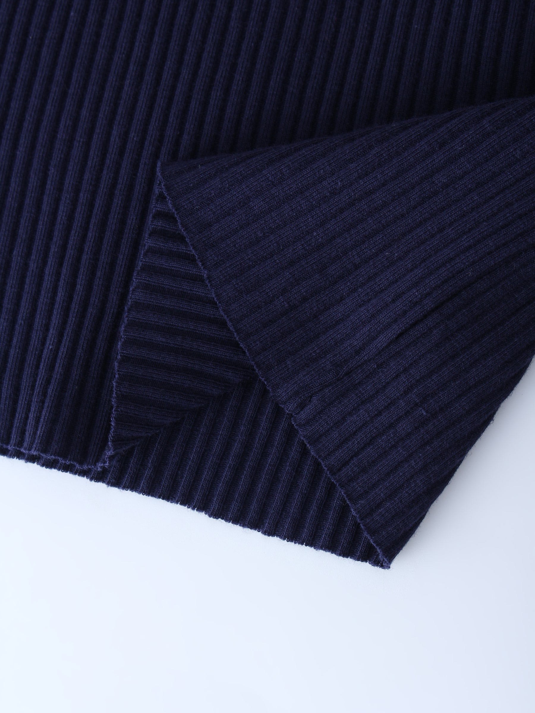 WIDE RIBBED CREW-NAVY