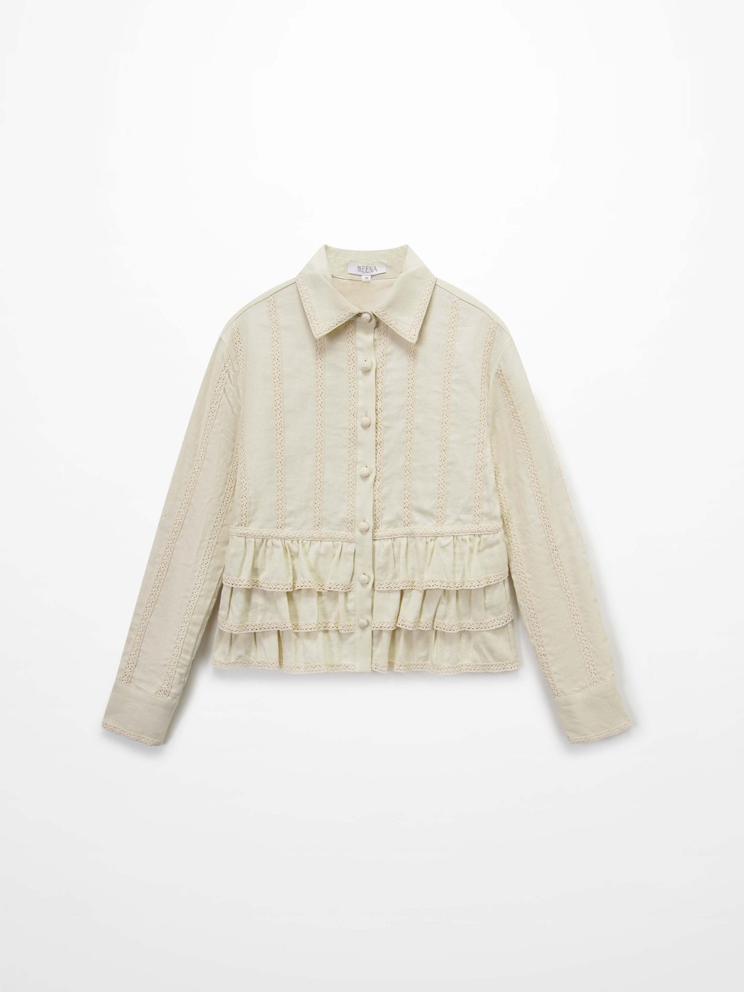 Ruffle Layer Jacket-Cream