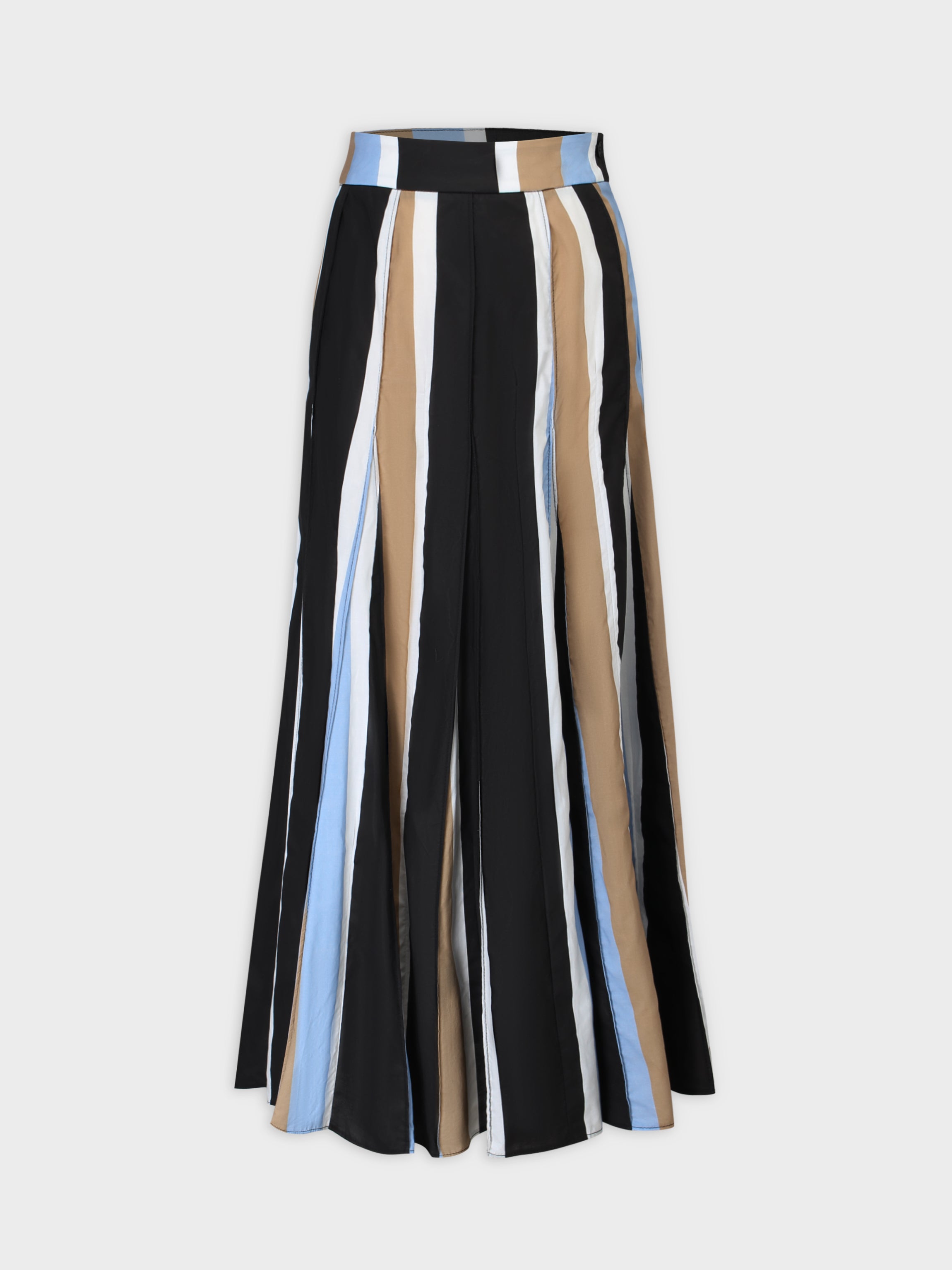 Multi Stripe Skirt-Tan/Blue/White