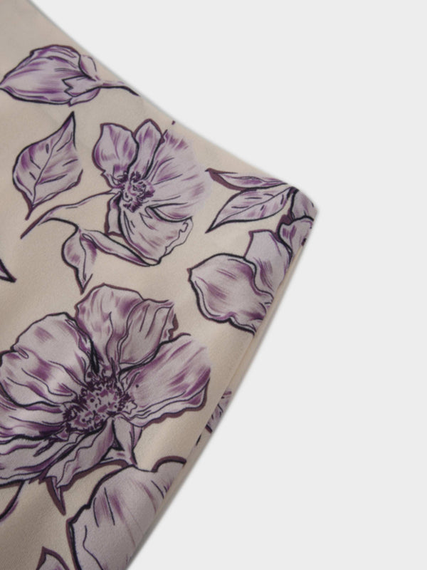 Asymmetrical Ruffle Skirt-Lavander Floral