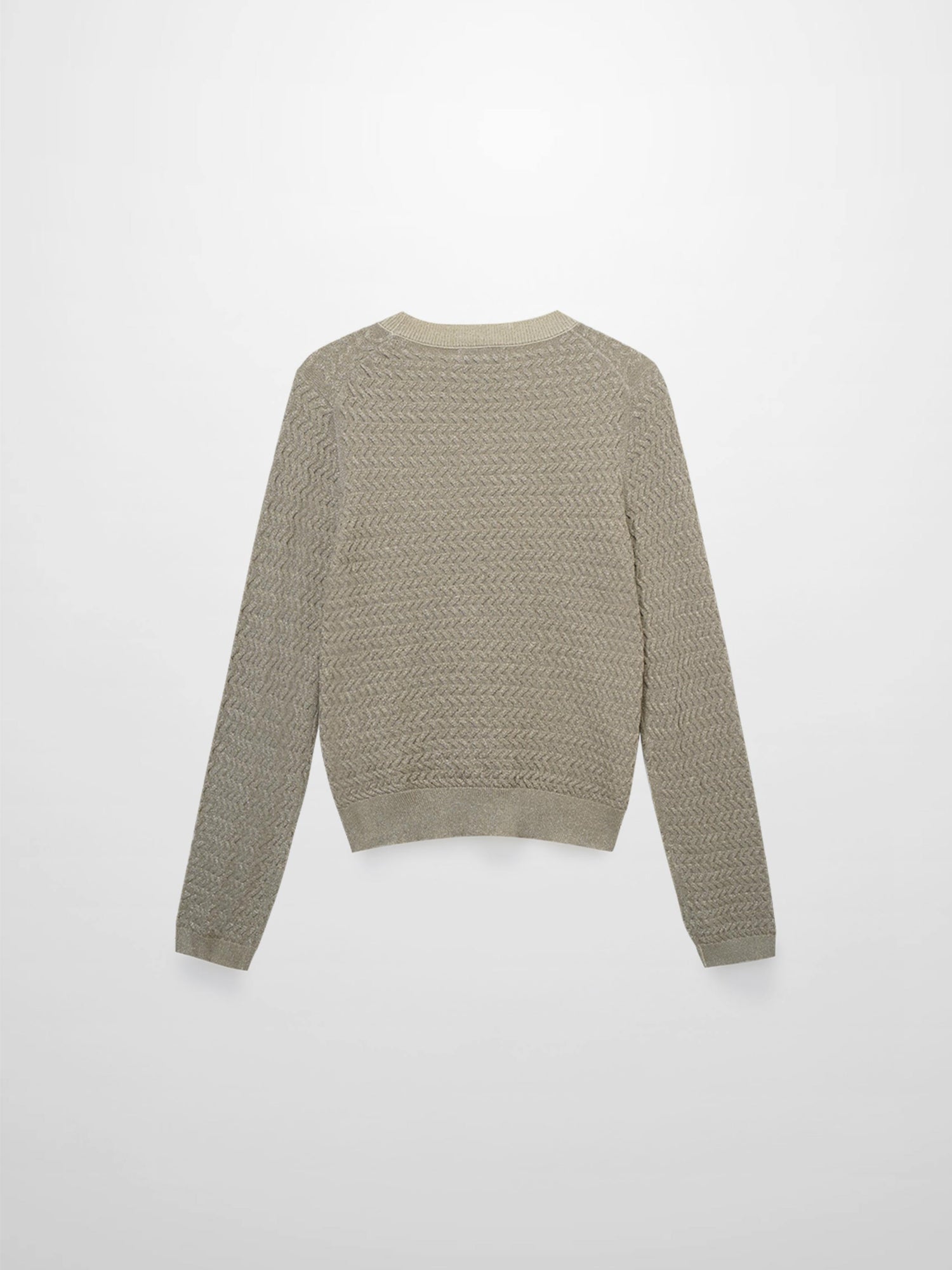 Textured Lurex Crew Sweater-Ivory