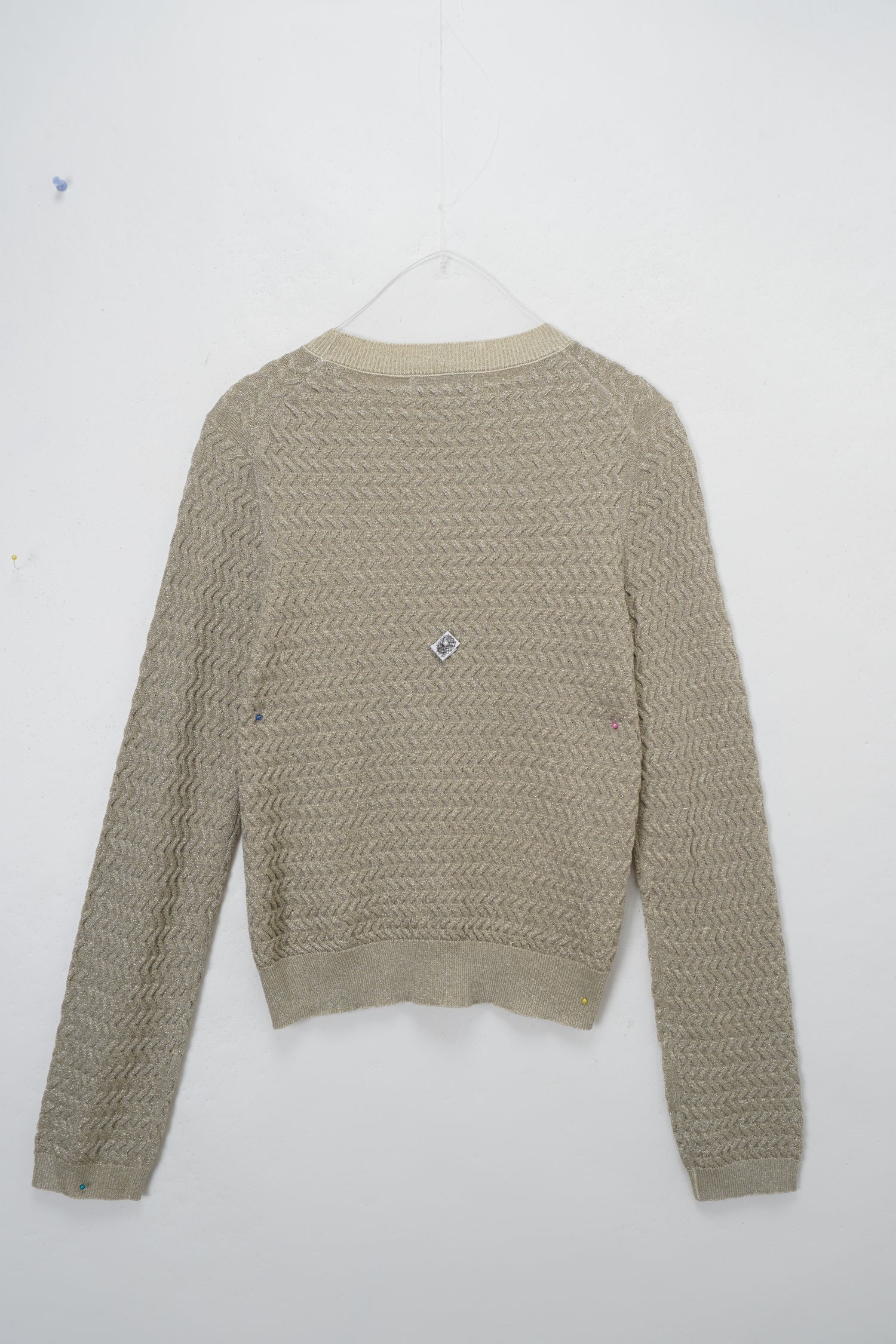 Textured Lurex Crew Sweater-Ivory