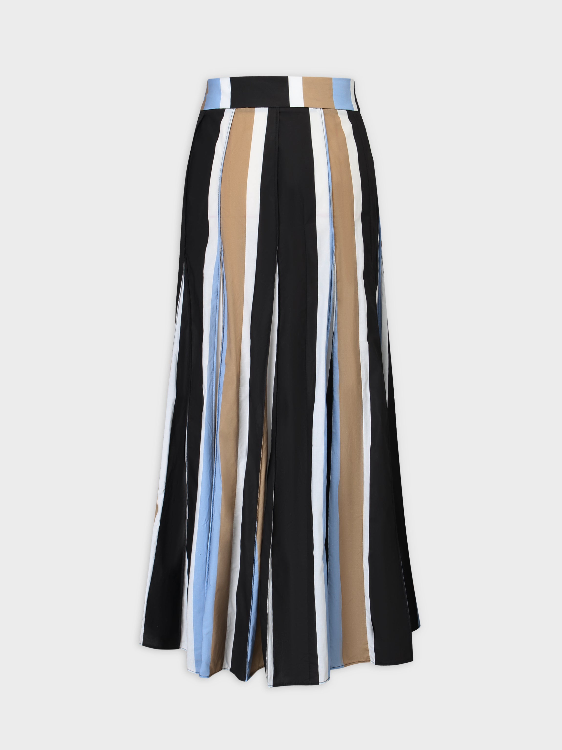 Multi Stripe Skirt-Tan/Blue/White