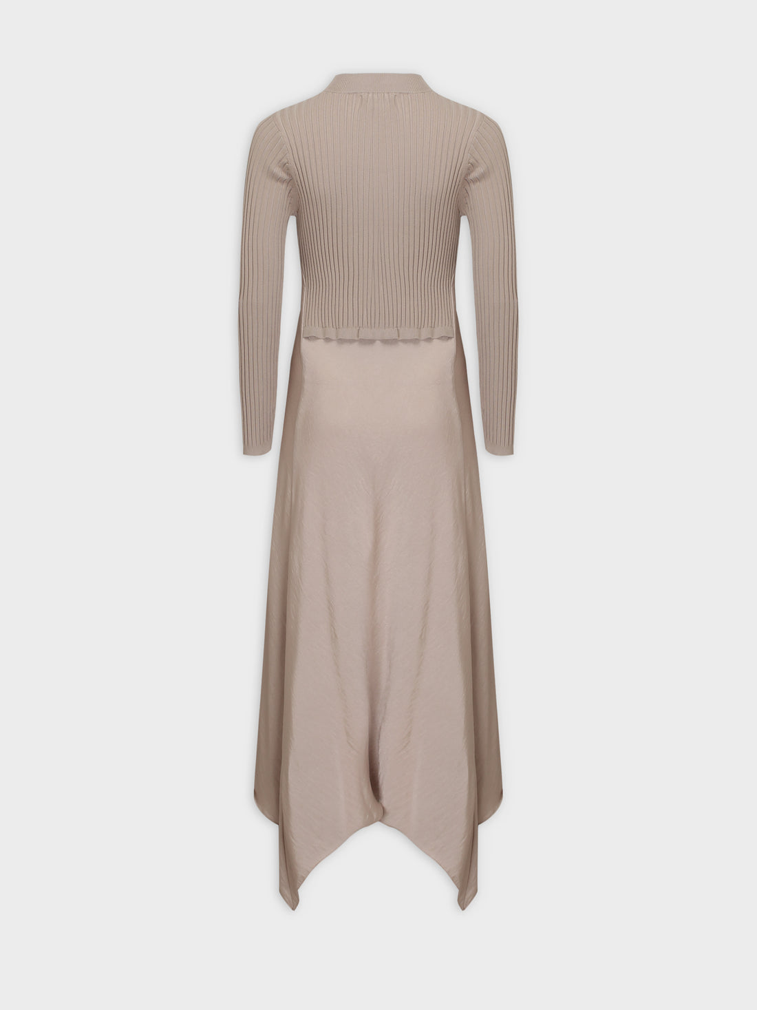 Crew Knit Satin Dress-Sand