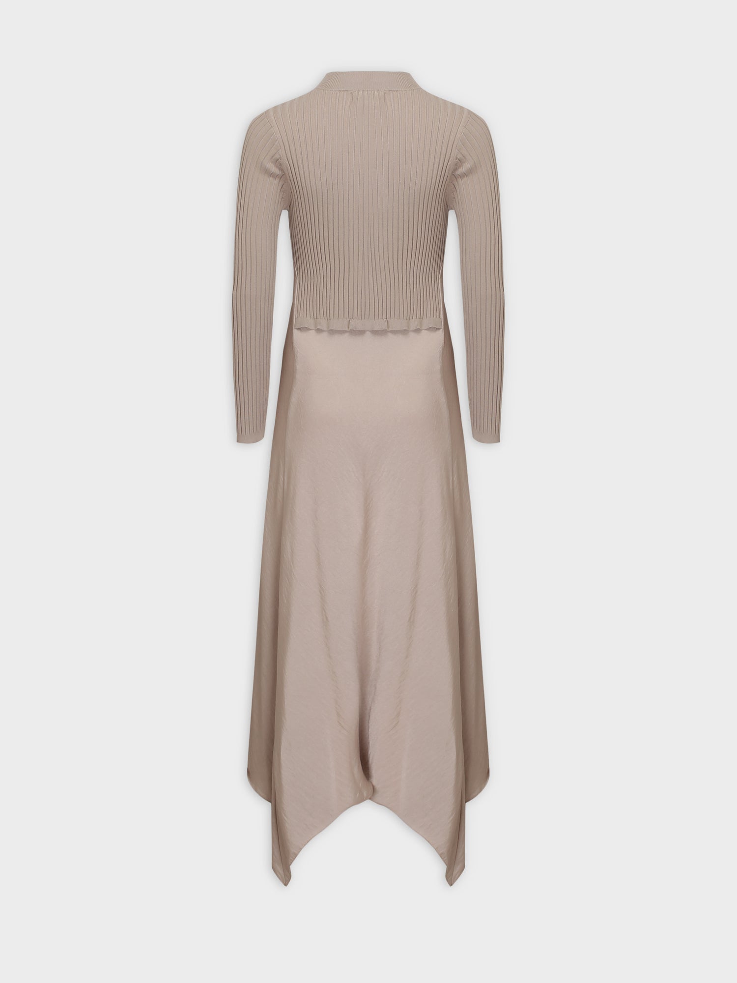 Crew Knit Satin Dress-Sand