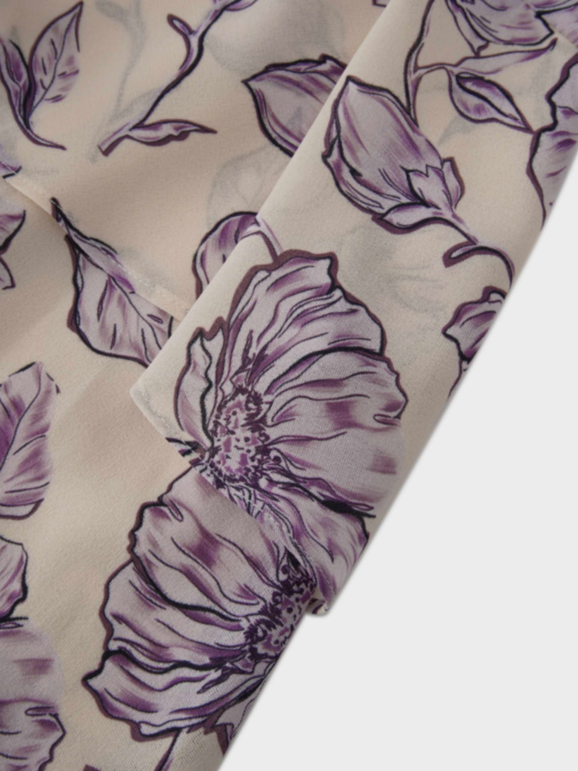 Asymmetrical Ruffle Skirt-Lavander Floral