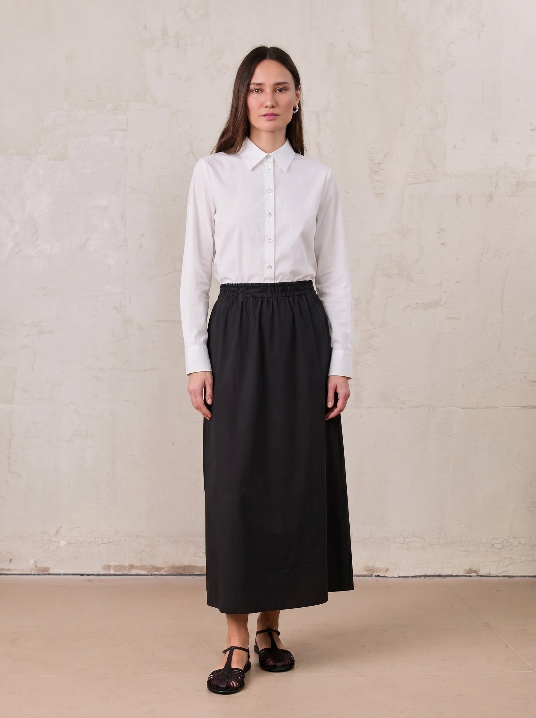 Cotton Button Down Blouse-White