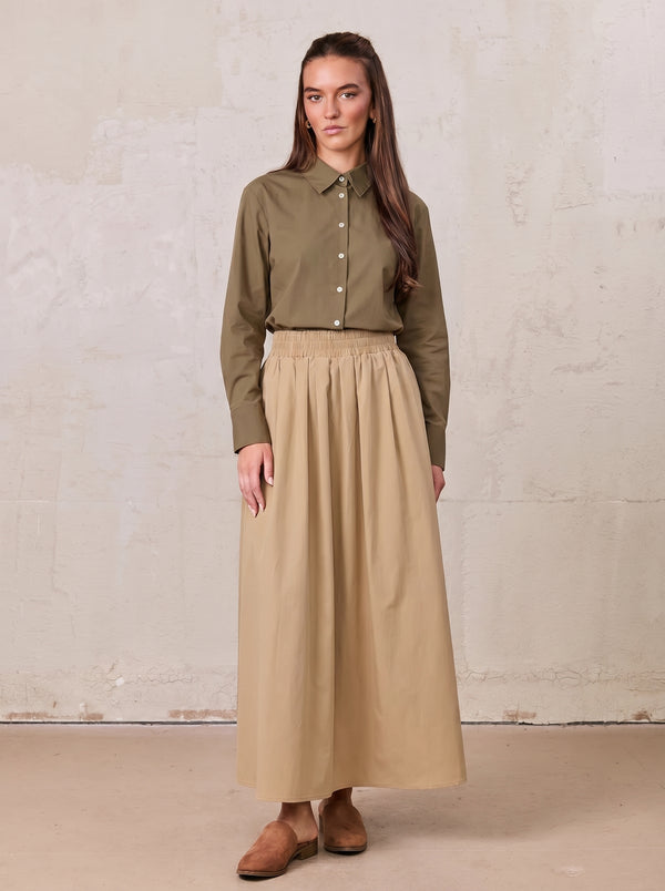 Cotton Button Down Blouse-Mocha Mousse