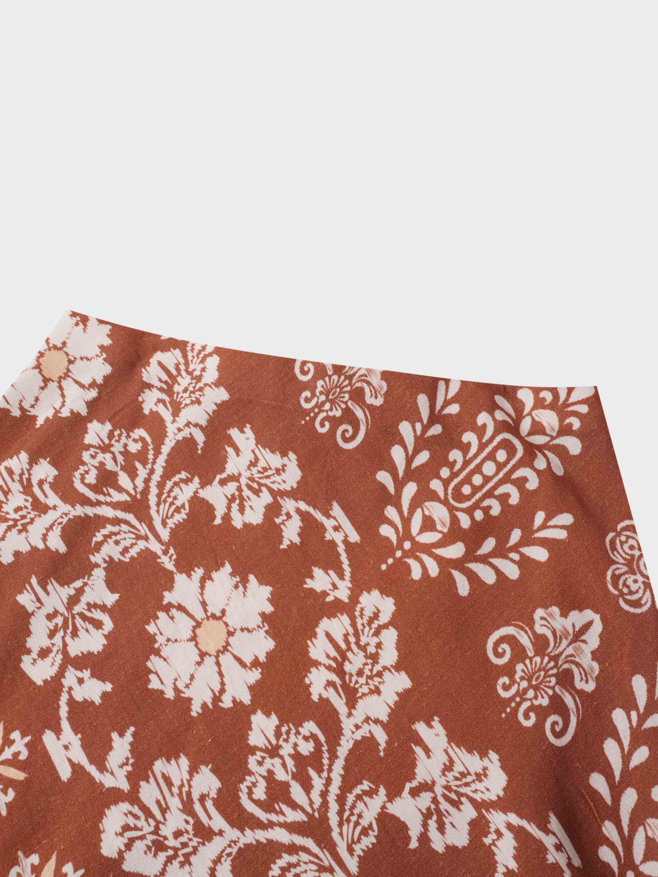 Printed Linen Blend Slip Skirt-Geo Medalion