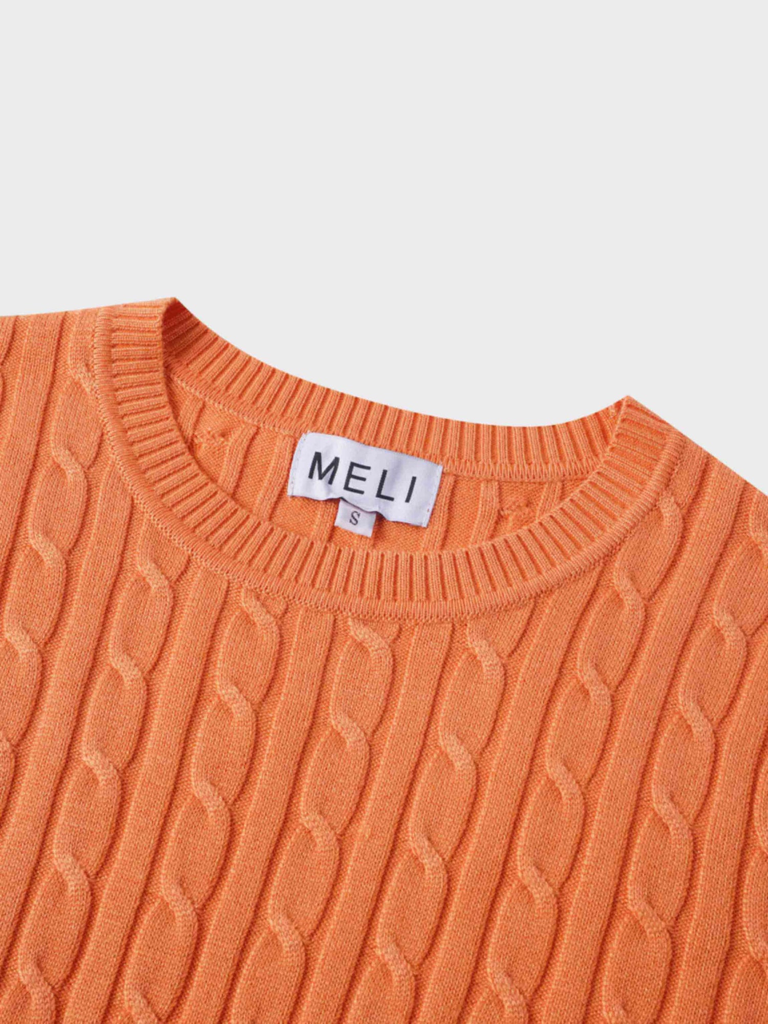 Knit Cable Sweater-Orange