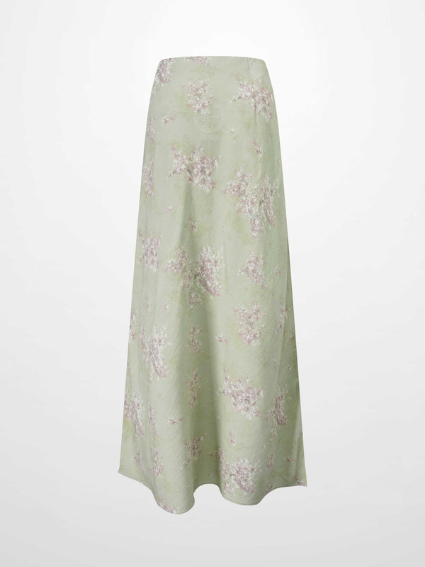 Printed Linen Blend Slip Skirt-Soft Floral