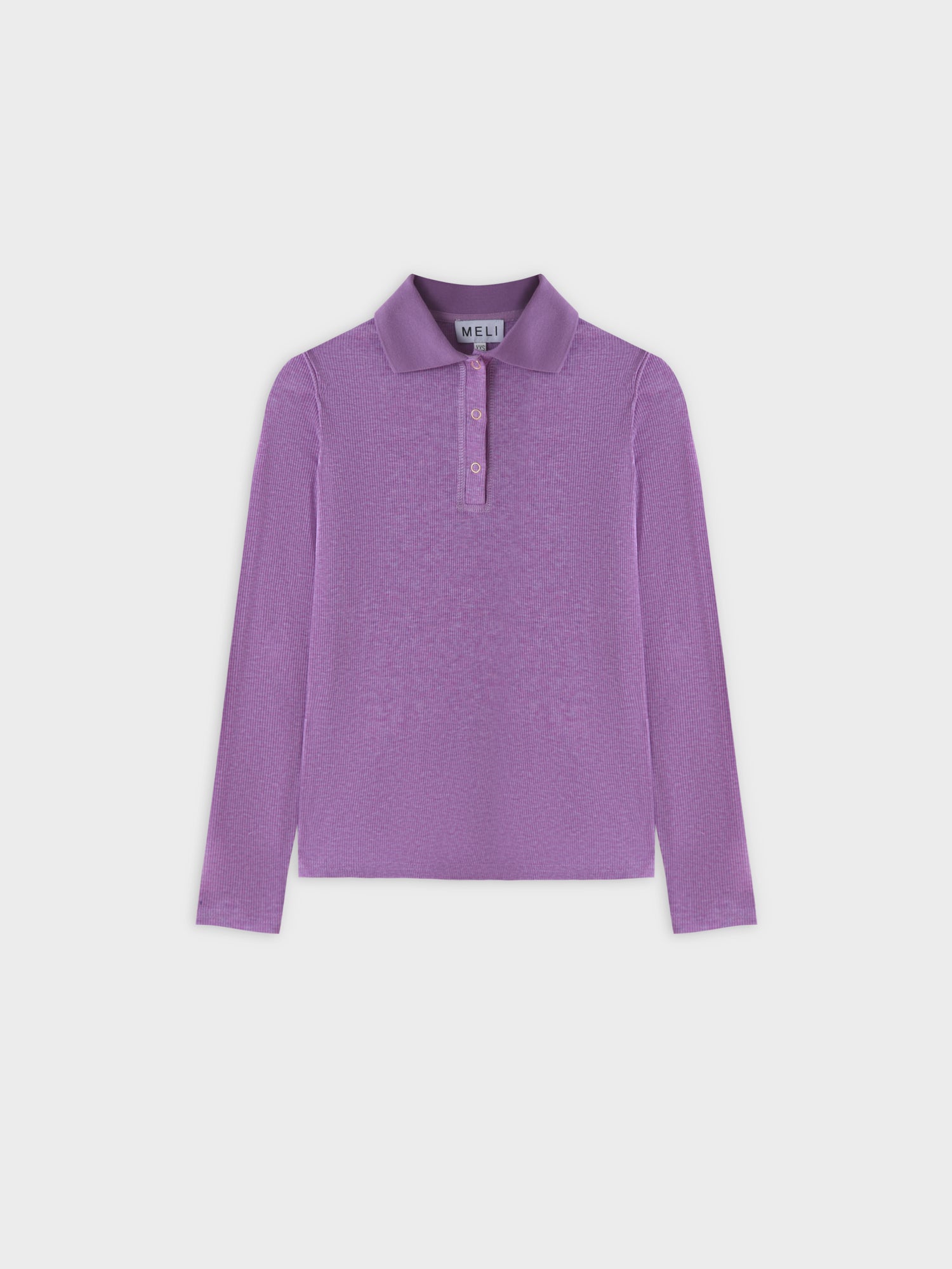 Ribbed Collar T-Shirt-Purple